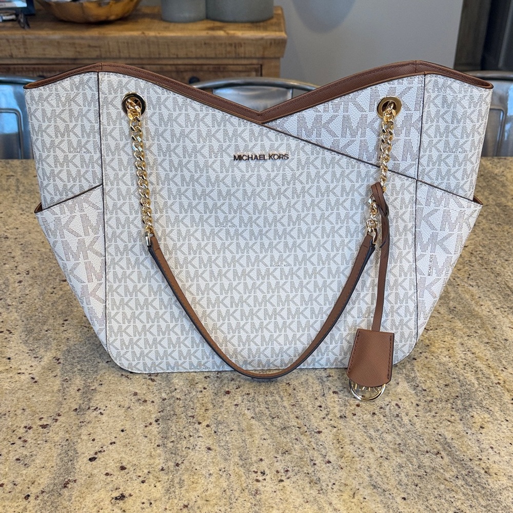 Michael Kors Tan and Cream Tote Bag